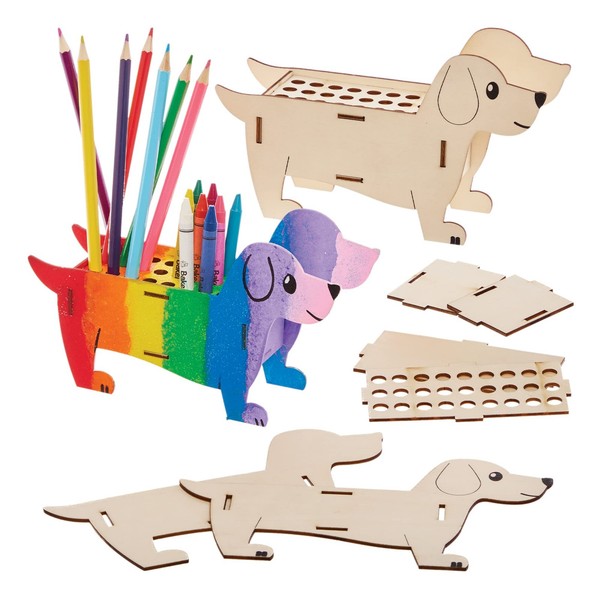 Stiftehalter Holz Wursthund 3Er-Pack Baker Ross FX689 Bastelsets Kinder-image