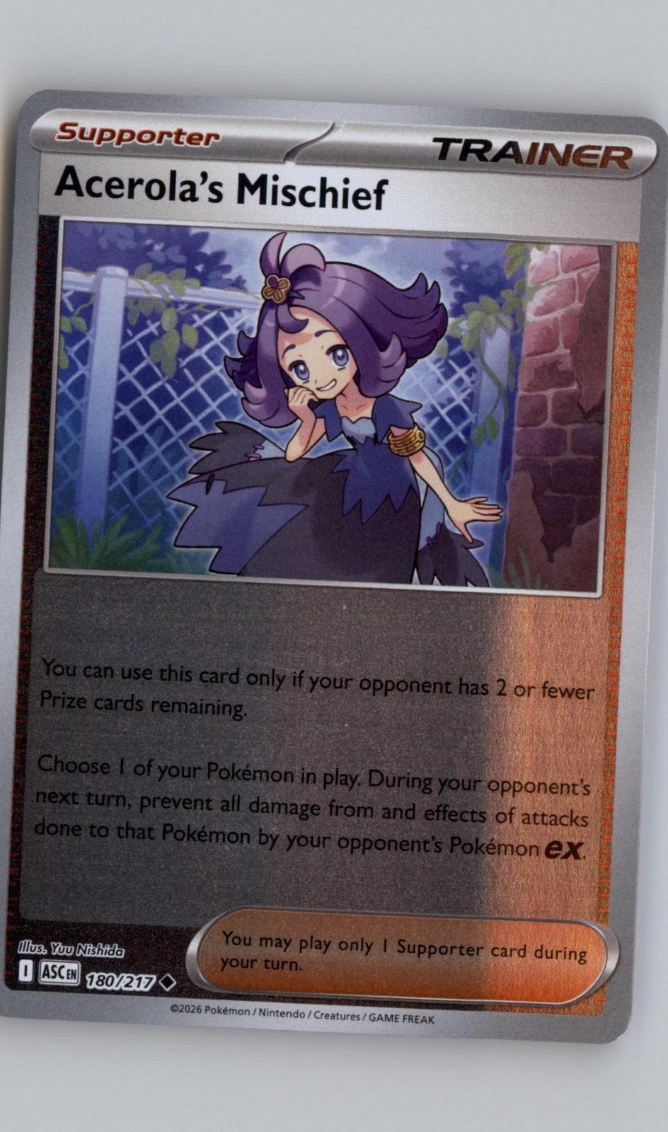 Acerola's Mischief 180/217 Uncommon Ascended Heroes Pokemon Reverse Holo NM