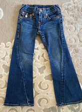 Vintage True Religion Jeans Girls 5 Blue Denim Flare USA Made Y2K 2000s