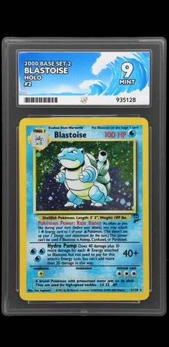 2000 BASE SET 2 - Blastoise HOLO #2 ACE 9 MINT Ace Art Label Pokémon - SWIRL -