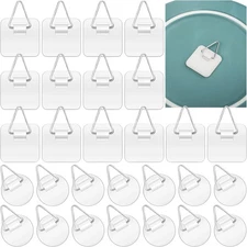 Jetec 60 Pcs Picture Hangers Wall Adhesive Invisible Plate white, silver 