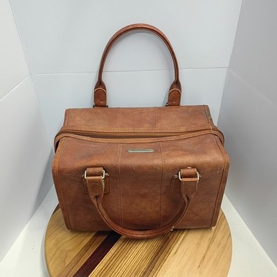 Samsonite Sonora Brown Leather Carry On Bag Luggage Suitcase Camera Camcorder