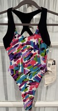 RARE NOS VTG 80s 90s leotard S activewear aerobics abstract Thong gym workout