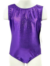 NWT Eurotard Gymnastics Tank Leotard 29189 Purple Sparkle Acro Girls Small 4-6