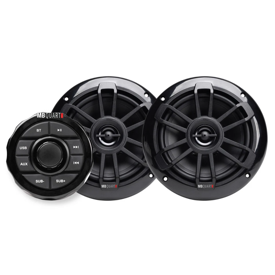 MB QUART GMR1.5S2B Marine Gauge Bluetooth Receiver+(2) Black 6.5" Tower Speakers - Image 2 of 4