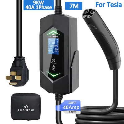 Tesla Portable EV Charger EV Car Charging Cable 40 Amp Level 2 NEMA 14-50P 25FT