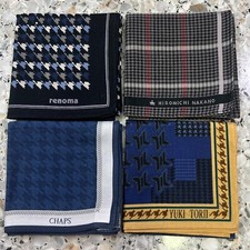 4 MEN HANKYS CLASSIC BLUE BLACK GRAY ART HOUNDSTOOTH VTG POCKET SQUARE 18" AB01