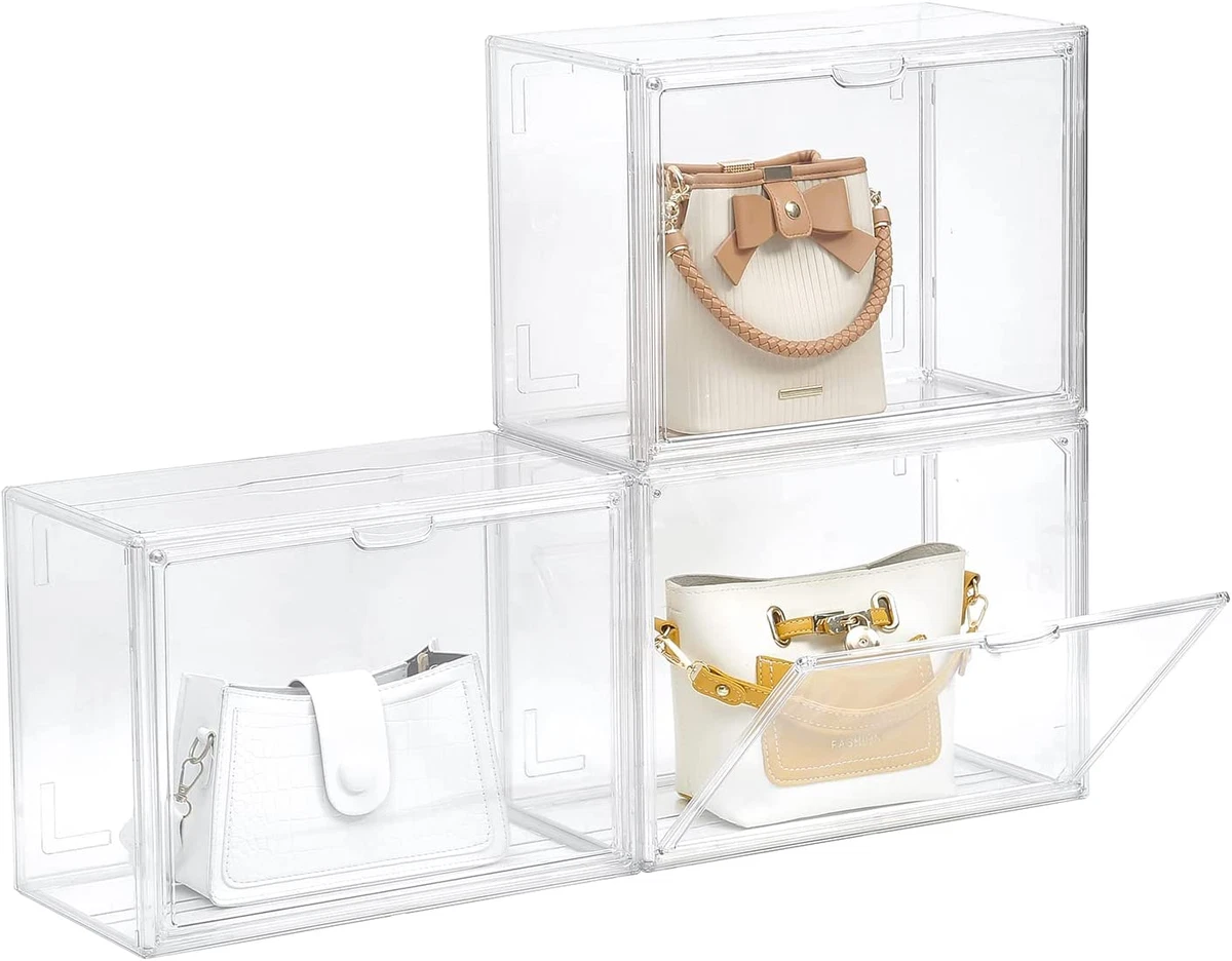 3 Packs Clear Handbag Storage Organizers for Closet, Plastic