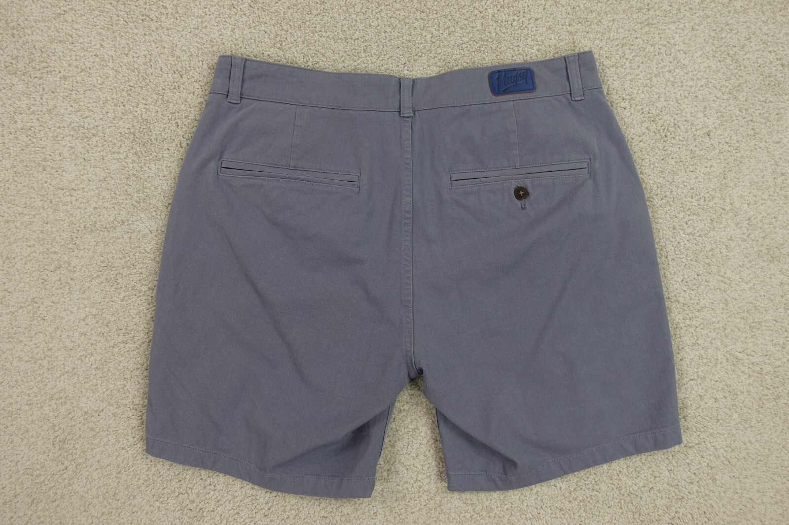 Mugsy Shorts Men's 34 Blue 7" Inseam Chino Pocket Logo Comfort Stretch