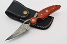 Personalized Handmade Damascus Custom Pocket Hunting Knife Rosewood Leaf Knife
