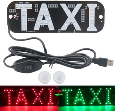 Taxi Light, Dual Color Changeable LED Sign, Hook on Car Window with USB (Red and