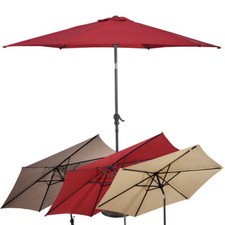 10FT Patio Umbrella 6 Ribs Market Steel Tilt W/ Crank Outdoor Garden New