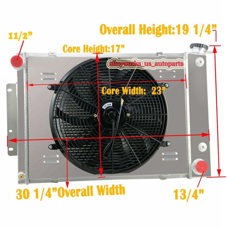 Комплекты вентиляторов плащаницы радиатора 4 ряда для 67–69 Chevy Camaro Pontiac Firebird Big Block - Изображение 2 из 4