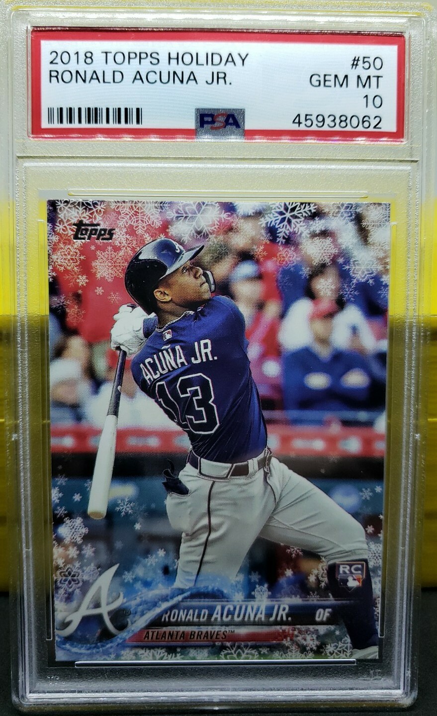 2018 Topps Holiday #50 Ronald Acuna Jr rookie RC card PSA 10 Braves