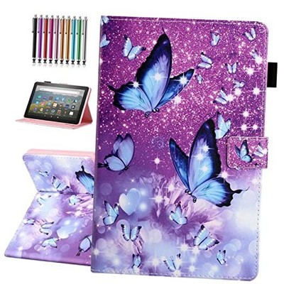 Case for Amazon Fire HD 8 & 8 Plus Case (12th/10th 07 Purple Butterfly