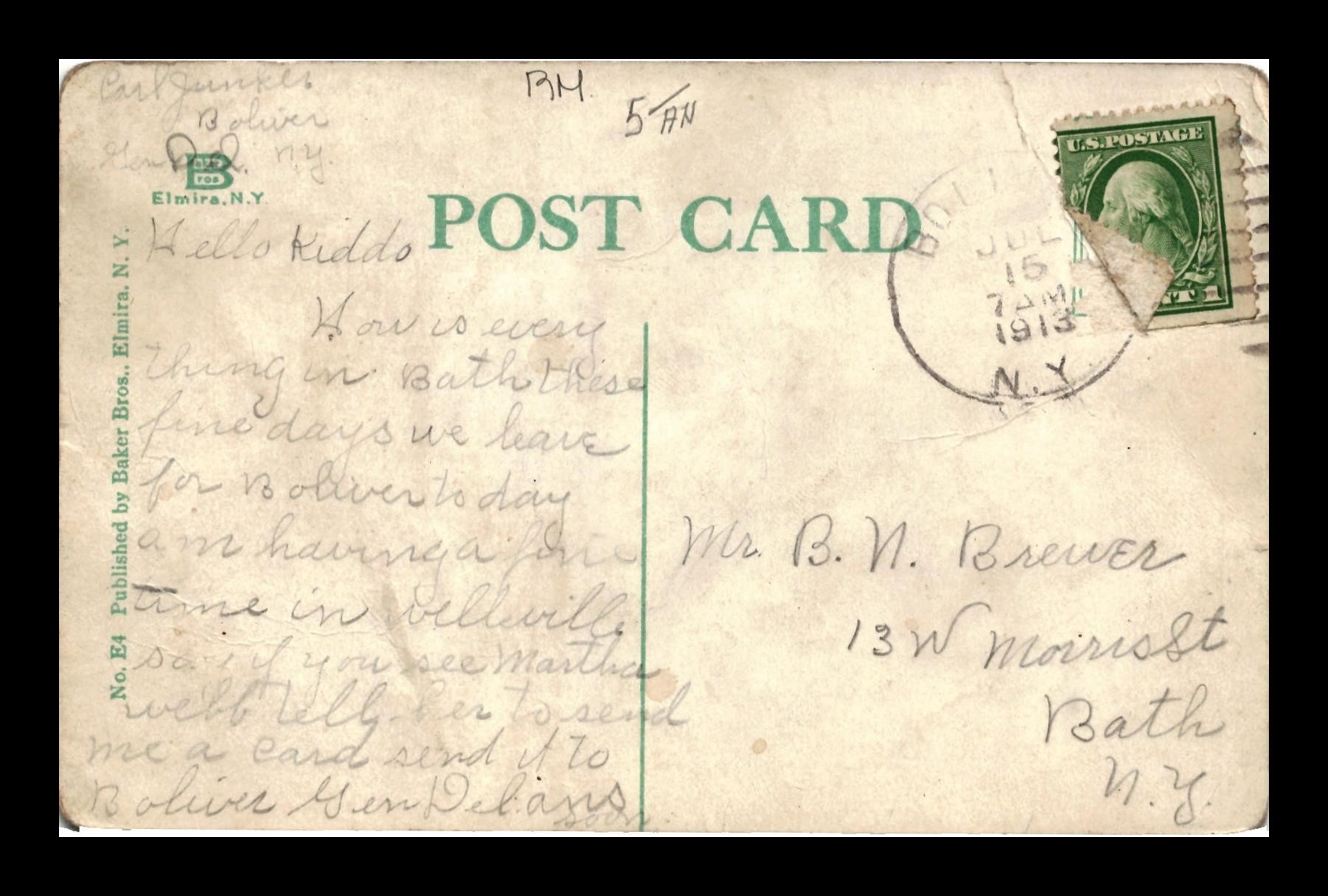 POSTCARD MAIN STREET NORTH FROM FASSETT STREET WELLSVILLE NEW YORK eBay