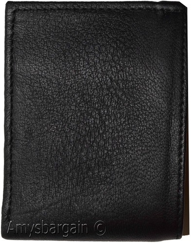 Men's Bifold Black Wallet Genuine Leather 6 Credit card Coin purse 2 Bill spaces - Picture 7 of 12