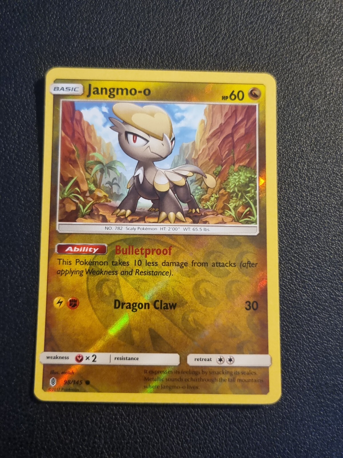 REVERSE HOLO Pokemon Sun Moon Guardians Rising TCG Card Jangmo-o 98/145