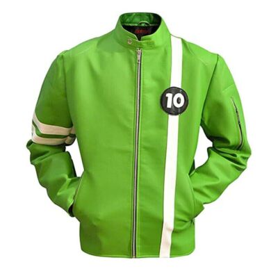 NEW BEN 10 ALIEN SWARM STYLISH HALLOWEEN ALL SIZE GREEN SYNTHETIC LEATHER JACKET