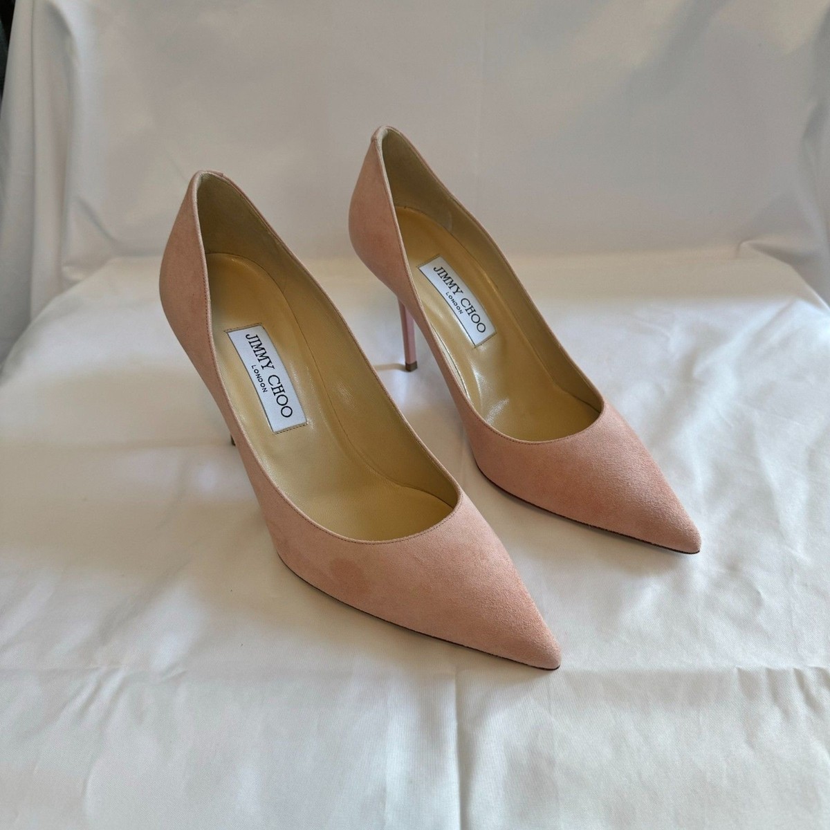 Pink Suede Jimmy Choo Romy 85 Ballet Pink Jimmy Choo Ballet Blush