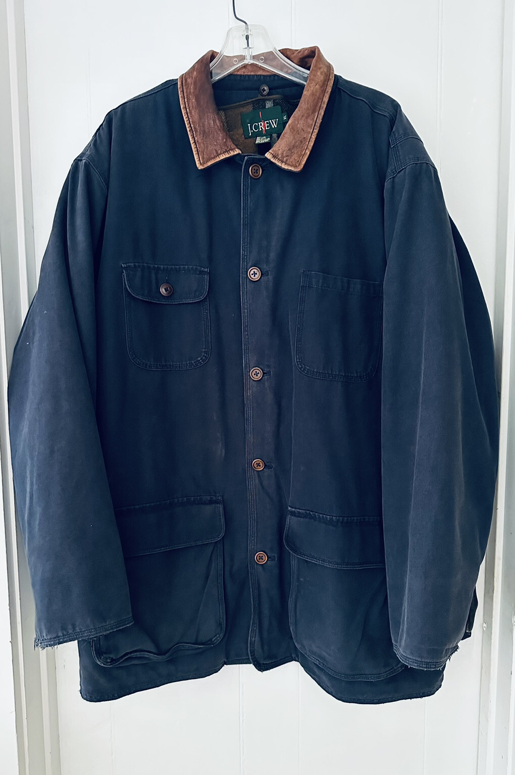 Rare J CREW Barn Jacket Chore Coat NAVY Removable Woo… Gem