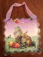 NEW Easter Greetings Door/Wall Sign  8" x8"  