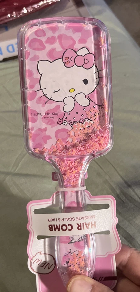 1 peça pente rosa Hello Kitty bonito desenho animado almofada de ar pente charme cabeleireiro - Imagem 2 de 4