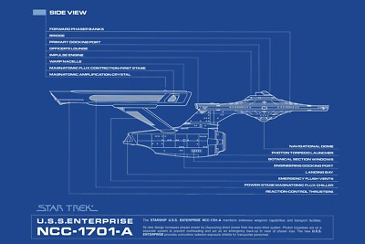 Star Trek Enterprise NCC-1701A Side Blueprint Poster Multiple