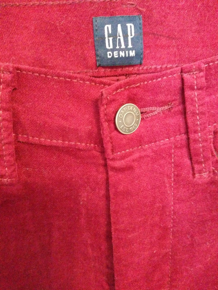 GAP Denim Deep Red Velour Womens Pants Size XS 24" Waist Slim Fit NWOT  - Image 3 of 4