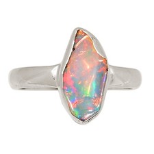 Natural Ethiopian Opal Rough 925 Sterling Silver Ring Jewelry s.6 ALLR-32195