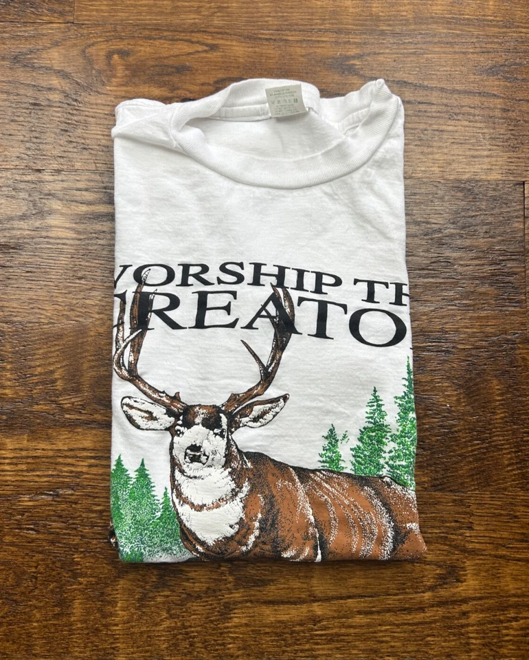 VTG 90s Christian 'Worship the Creator, NOT the Creation!' Hunting Shirt Sz XL - Image 3 of 4