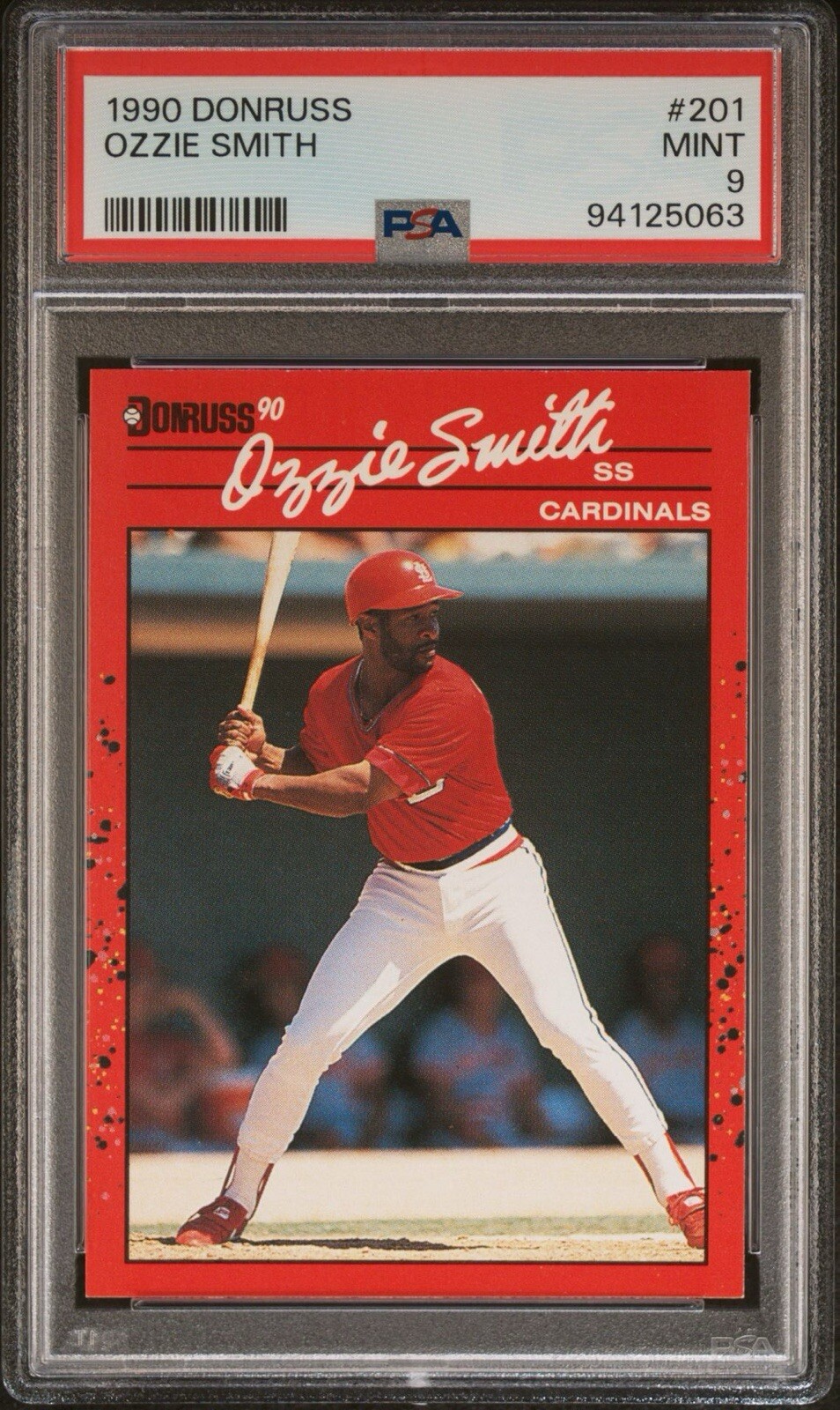 1990 Donruss #201 Ozzie Smith St. Louis Cardinals HOF PSA 9
