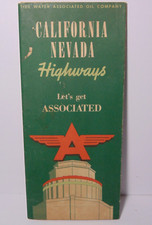 1940s Vintage Flying A Gasoline Veedol Gas Oil Car Graphics California Road Map