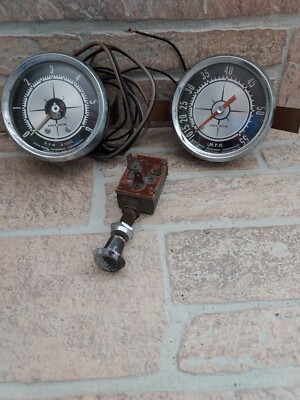 Vintage 1972 MFG Boat Aqua Meters /Push Pull Light Switch Dash Mount Working 