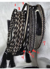 Horsehair Hat Band w/ TWO TASSELS - 3 STRANDS HB-3 2T - BLACK Tassels