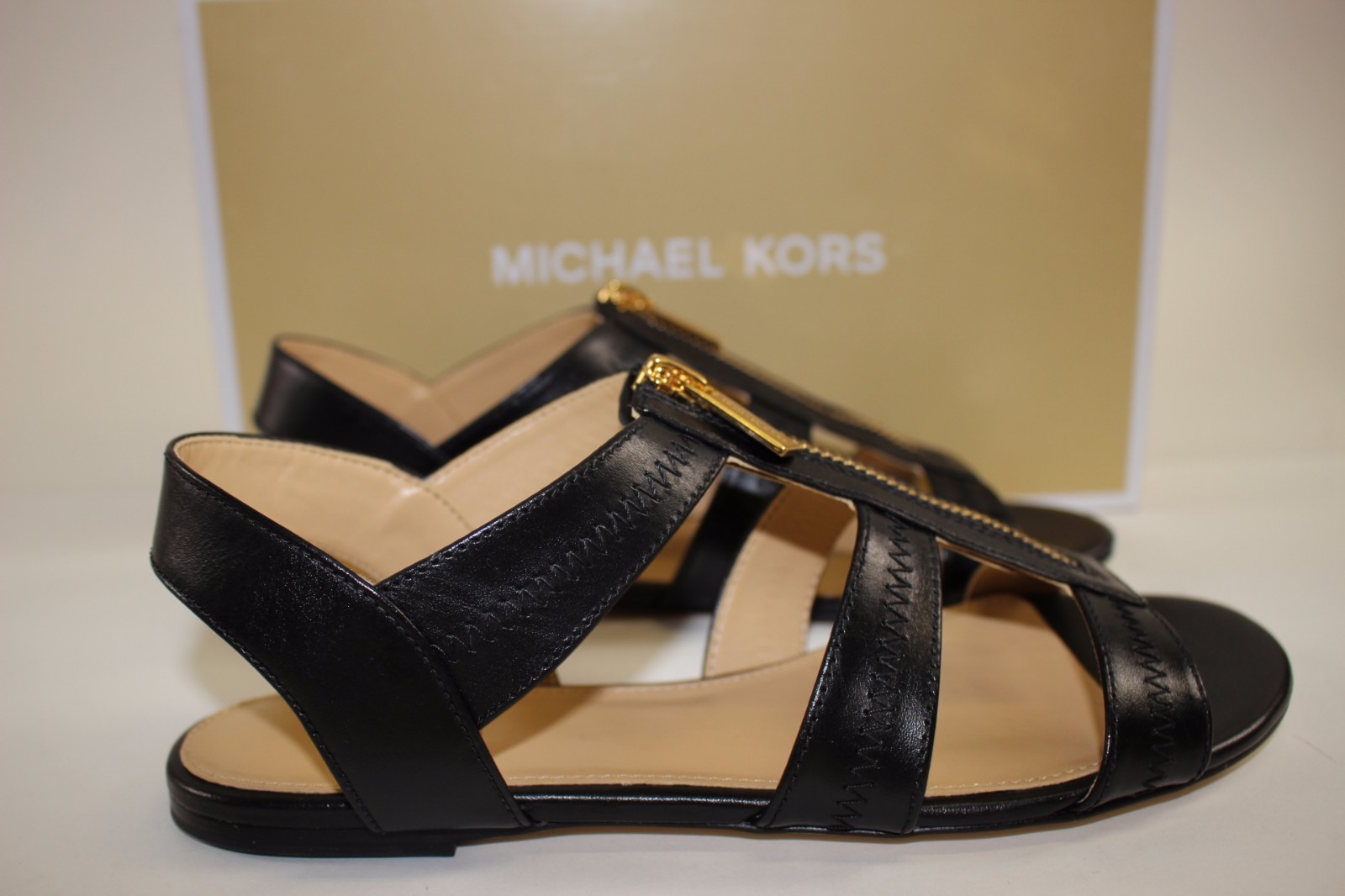 mk black flat sandals