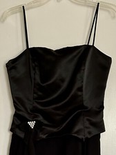 Vintage Black Party/Prom Handkerchief Hem Dress w/Spaghetti Straps