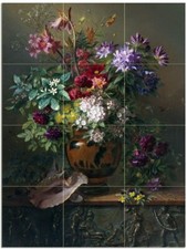 Tile Mural Flower Rose Vase Shell Bathroom Shower Wall Backsplash Marble Ceramic