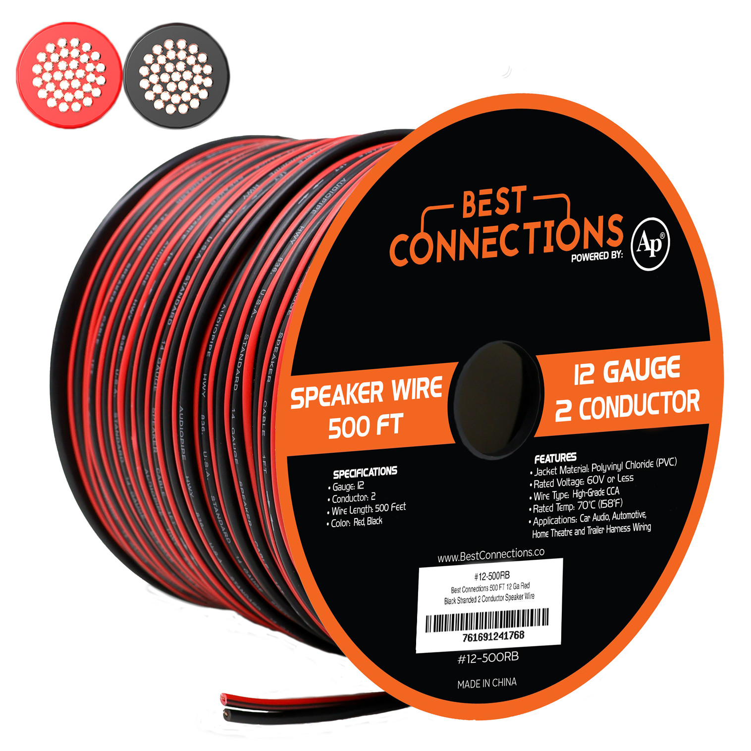12 Gauge 500 Feet Red Black Speaker Zip Wire Cable Hobby Mot