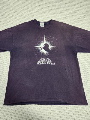 Vntg Star Wars parody t shirt xl May The Horse Be With You 1999 