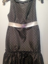 Girls CHAPS dress Sz 16 Black Poka Dots
