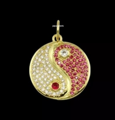 Designer Diamond Charm Pendant 925 Sterling Silver Ruby Ying Yang Charm Pendant
