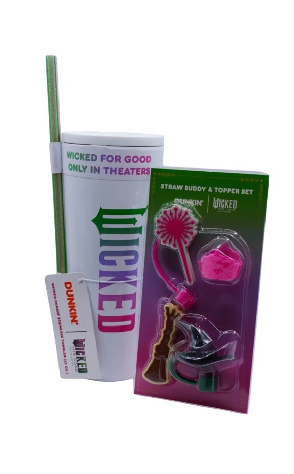 Dunkin Donuts wicked For Good Cup Straw Tumbler Straw Topper buddy Glinda Wand