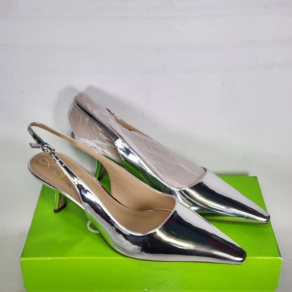 Size 9.5 - Sam Edelman Bianka Sling - Silver Patent - Image 2 of 4