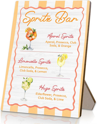 Cocktail Bar Sign, Aperol Spritz Wedding Wooden Stand Sign 5X7 Inch, Baby Bridal