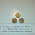 Lot #933 3 Beautiful Lincoln Wheats 1944-P 1945-P 1946-P Fine-VF See Pictures
