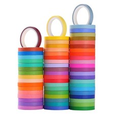Washi Masking Tape Set 60 Rolls 5mm 0.2 inch Wide Decorative Craft Tape Col...