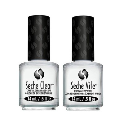 Seche Vite Dry Fast Top Coat/ Clear Crystal Base 14 ml (2er Pack), 