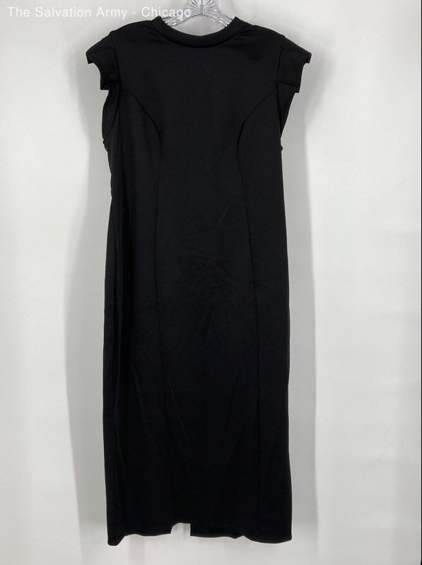 Asos Womens Black Crew Neck Short Sleeve Back Zip Long Maxi Dress Size 14