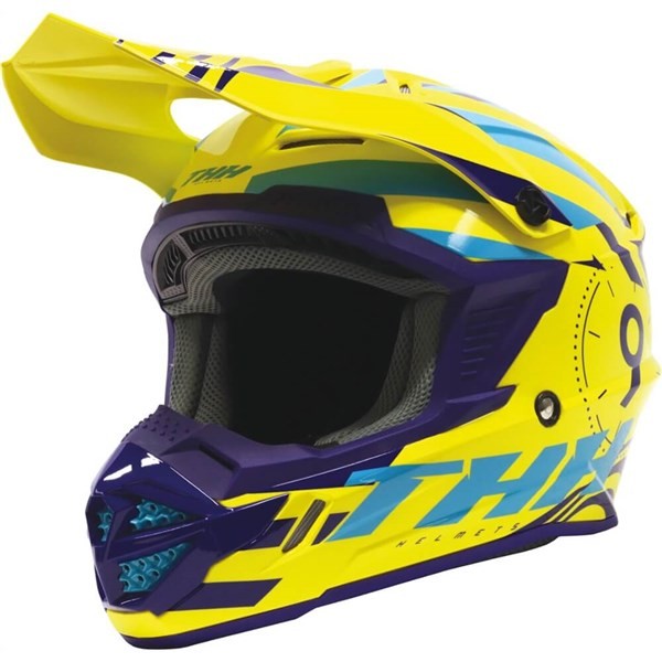 THH T730X Twister Motorcycle Helmet | Yellow/Navy Blue/Blue | DOT ; ECE  22-05 | eBay